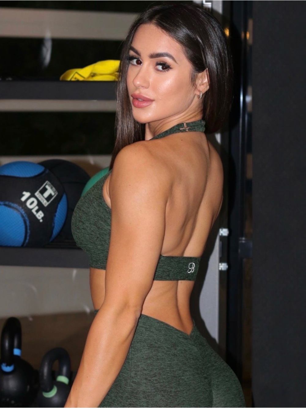Bombshell Sportswear Hunter Green Backless Halter Bra